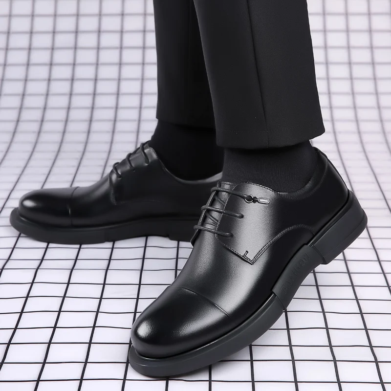 Мужские кожаные туфли-оксфорды на шнуровке дышащие повседневные | Обувь