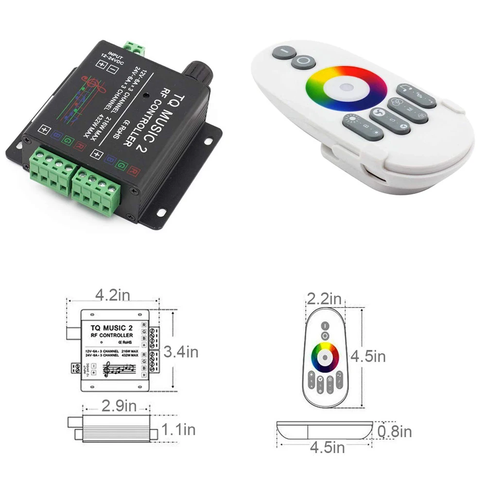 DC12-24V 18A RGB звук музыки с РФ Беспроводной пульт дистанционного управления для
