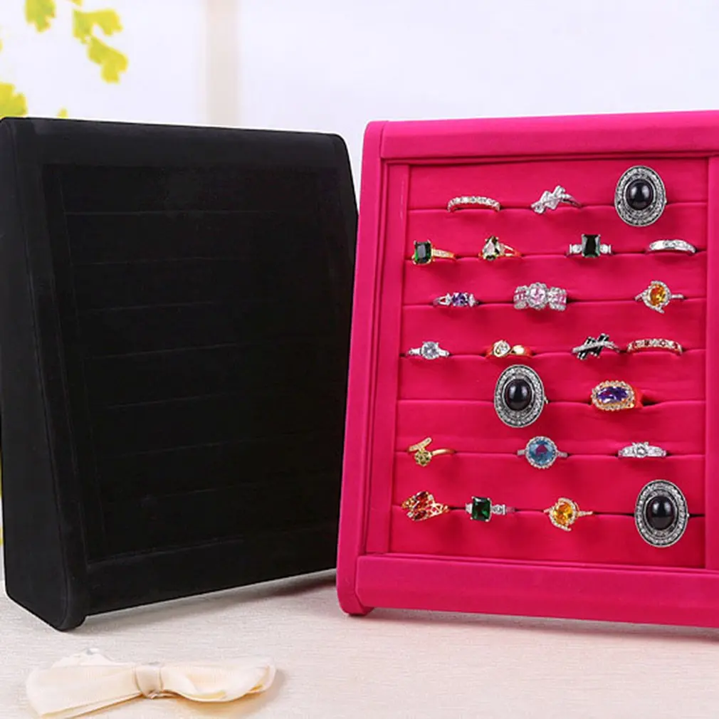 Бархатный органайзер для сережек и колец шкатулка ювелирных украшений витрина