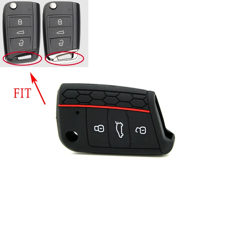 3 кнопки автомобильный силиконовый чехол для ключей VW New Golf 7 Polo MK7 Tiguan Skoda Octavia A7 Kodiaq