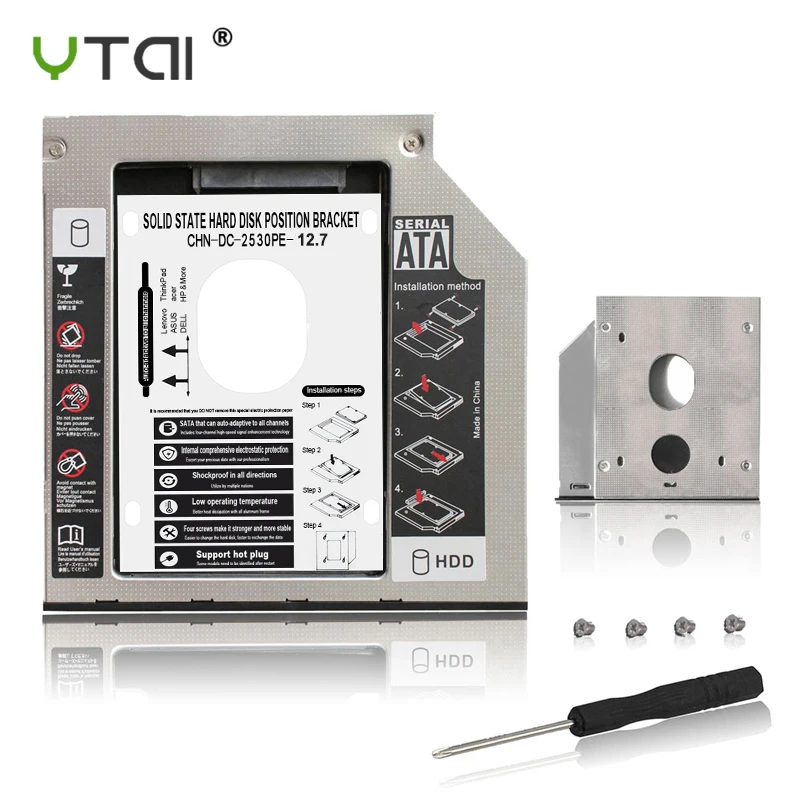 Алюминий 12 7 мм SATA 3 0 2nd HDD Caddy SSD компакт дисков DVD чехол корпус caddy для ноутбука 13