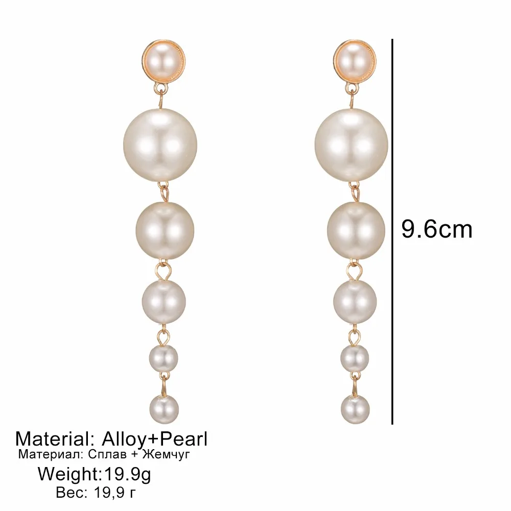 

Trend Simulation Pearl Long Earrings Female White Round Pearl Wedding Pendant Earrings Fashion Korean Jewelry Earrings