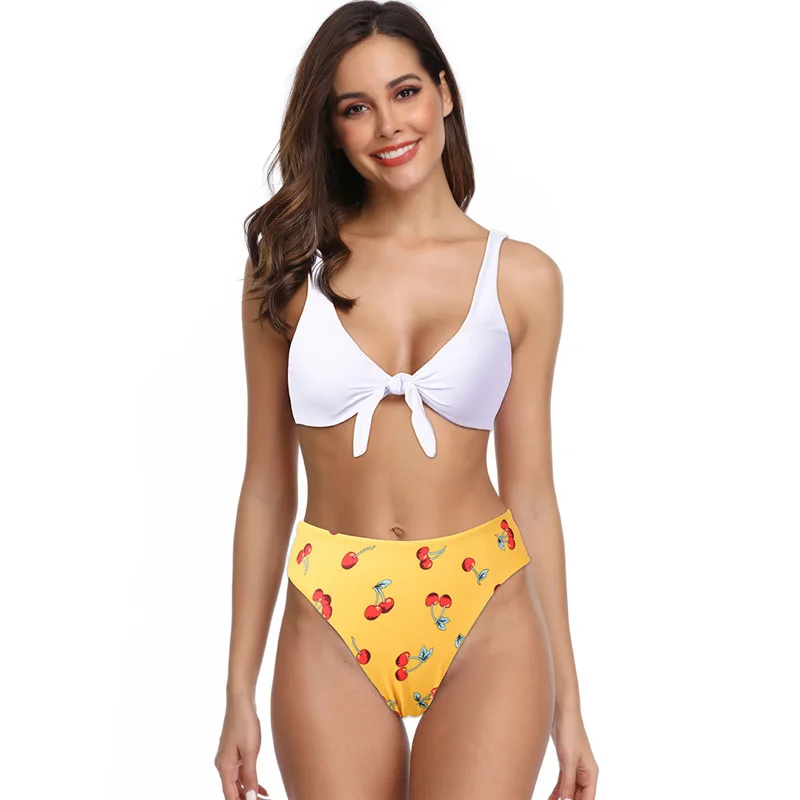 

Women Tops with Pants Bikini Suit High Waist Backless Skinny Female Swimsuit for Summer BMF88