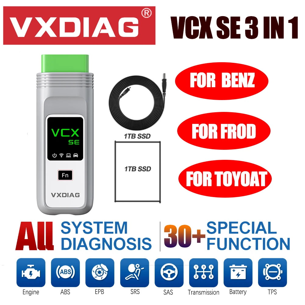 

VXDIAG VCX SE для Benz для Ford для Toyota OBD2 все системы диагностические инструменты Автомобильный сканер ABS TPMS SRS сброс масла инструменты для кодирован...