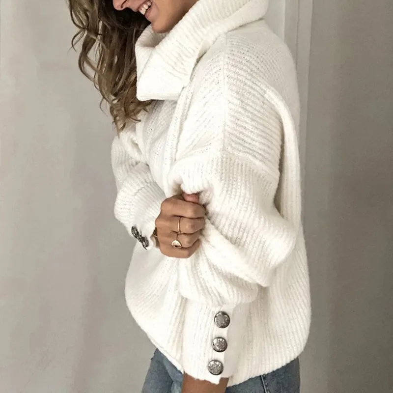 Женский вязаный пуловер Vadim весенний Повседневный свитер-водолазка с длинным