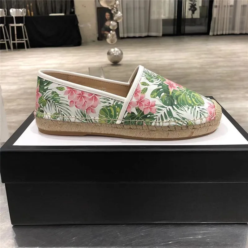 

Popular Fisherman's Shoes Classic Cloth Embroidery Straw Woven Flat Shoes, Luxury Brand Designer Women's Shoes With Size 34-41