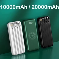 20000mah wireless power bank built in cable portable charger powerbank for iphone 13 12 11 samsung s21 huawei xiaomi poverbank