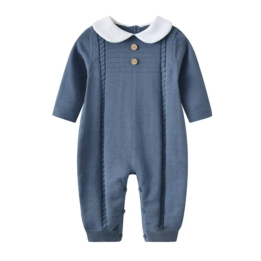 

Auro Mesa Unisex Newborn Baby Boy Girl Solid Long Sleeve Peter Pan Collar Knit Rompers Jumpsuits 3 6 9 12 18 Months