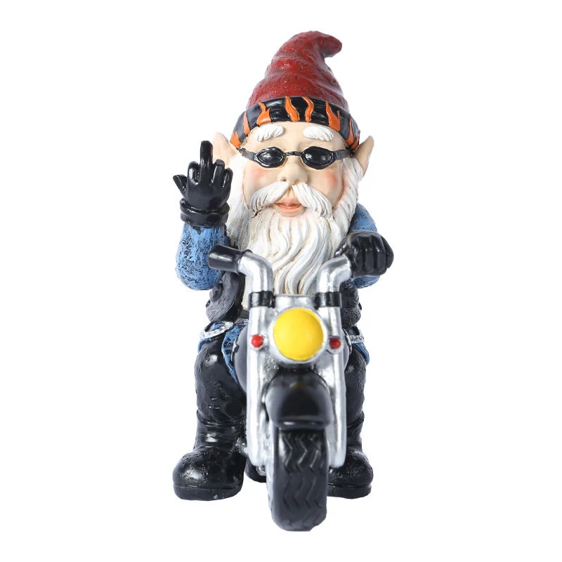 

Biker Gnome With Motorcycle Statue Resin Figurine Garden Gnomes Decorations for Patio Yard Lawn Porch Full Color DNJ998