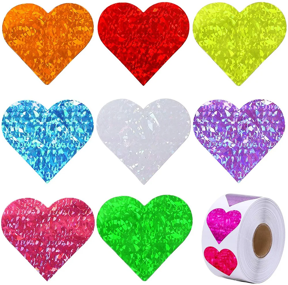 100 500 Labels Love Rainbow Sticker Heart Shape Scrapbooking Gift Packaging Party Wedding Valentines Day Stationery Sticker