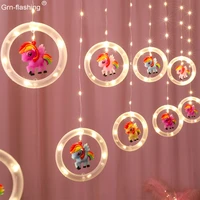 3m childrens room decoration light string cute unicorn fairy light strip for holiday party birthday christmas showcase decor