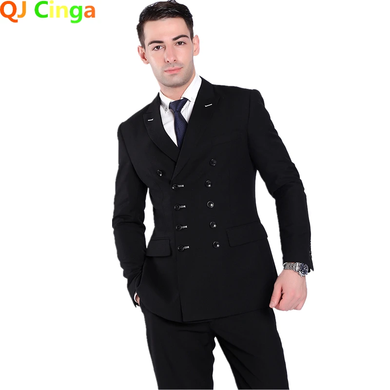 

Men Slim Fit Fashion Business Casual Double Breasted Blazers Jacket Coat Trousers Wedding Groom Party Skinny 2 Pcs Suits S-5XL