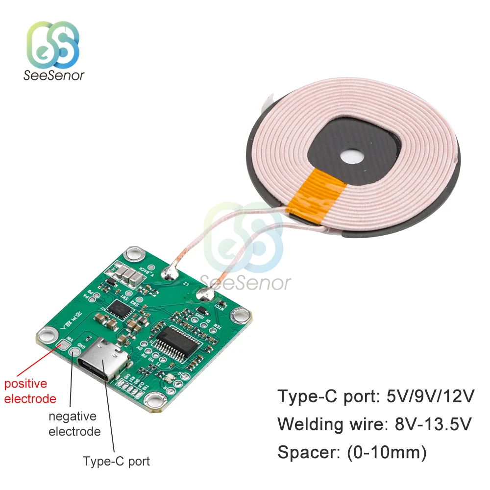 20w high power 5v 12v 24v fast charging wireless charger transmitter module type c usb coil qi universal for car phone battery free global shipping