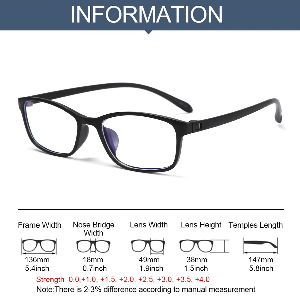 

TR90 Ultralight Reading Glasses Women Men Blue Light Protection Retro Clear Lens Presbyopic Glasses Vision Care +0.00~+4.0