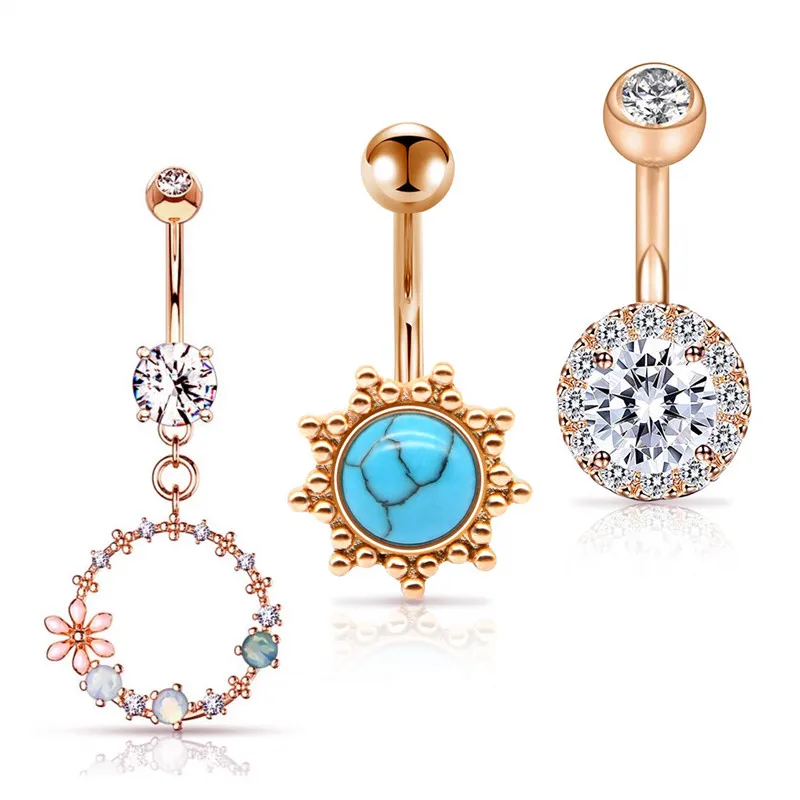 Кольцо для пупка из нержавеющей стали с фианитом 10 мм 3/8 дюйма| |