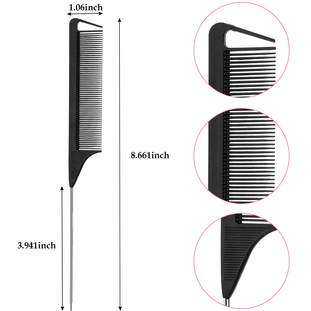 Профессиональная термостойкая салонная черная металлическая шпилька