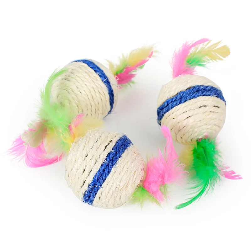 

Интерактивная игрушка с двумя головками и перьями для кошек, разноцветный креативный подарок для домашних животных, забавный мяч для чистк...