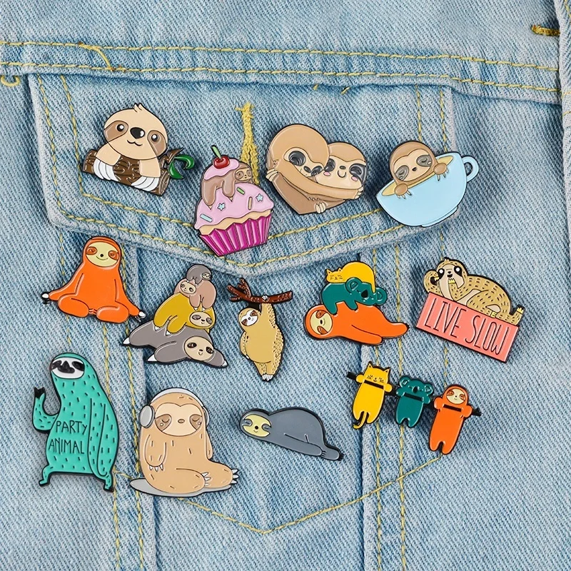 15 видов стилей милый Ленивец коала эмалевые булавки ленивый флэш значок