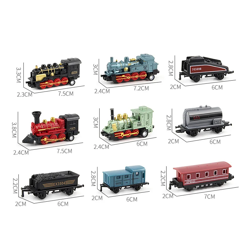 

1:60 Scale Diecasts Alloy Train Model Set Toy Car Simulation Children Retro Inertia Steam Train Pull Back Vehicles Kids Toy