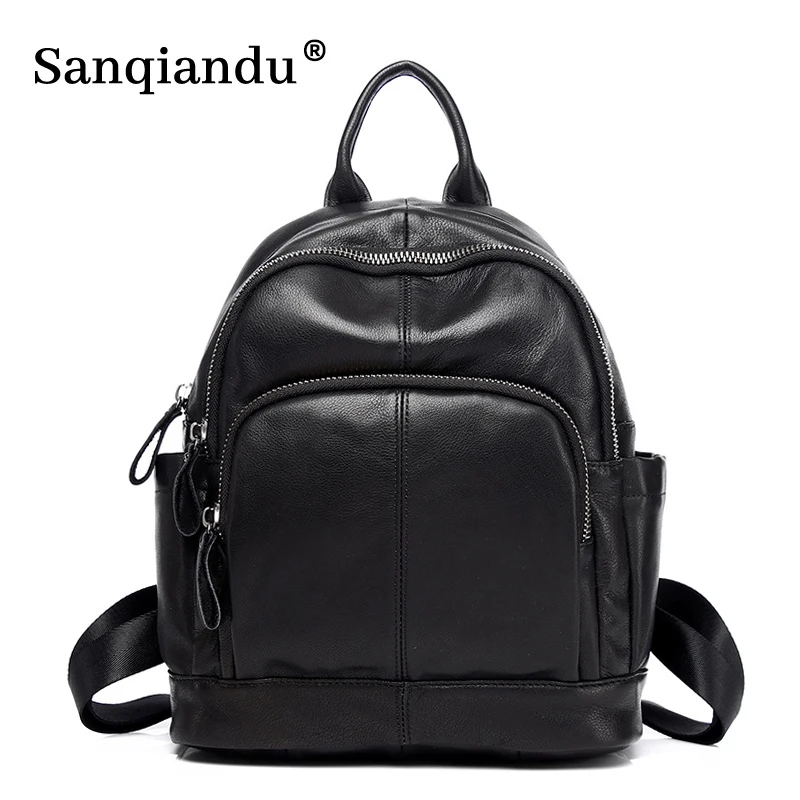 

Women Genuine Leather Backpack Large Capacity Shoulder Bags Real Cowhide School Bag Female Luxury Outdoor Ladies Travel Bagpack