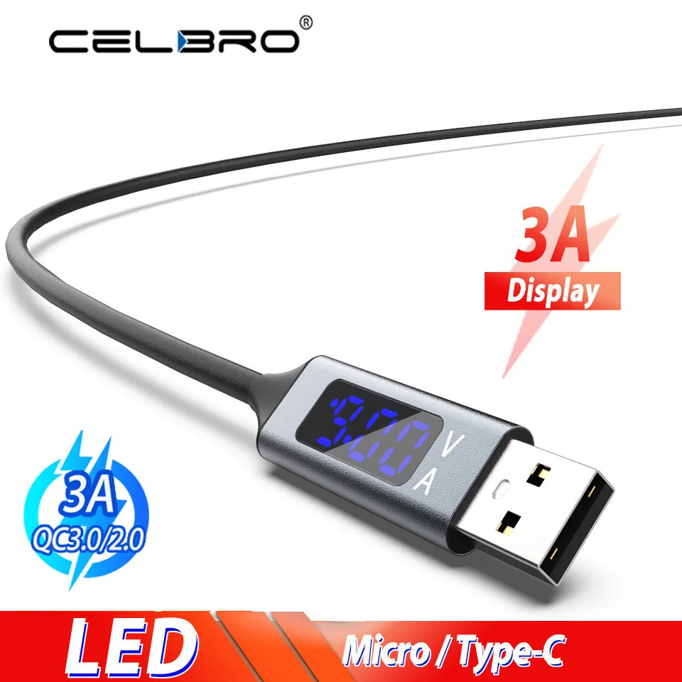 Светодиодный дисплей Micro Usb Тип C кабель для быстрой зарядки 3 0 Usbc Microusb Samsung S20 Ultra Note