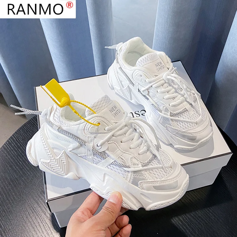 Женские массивные кроссовки Вулканизированная подошва массивная повседневная