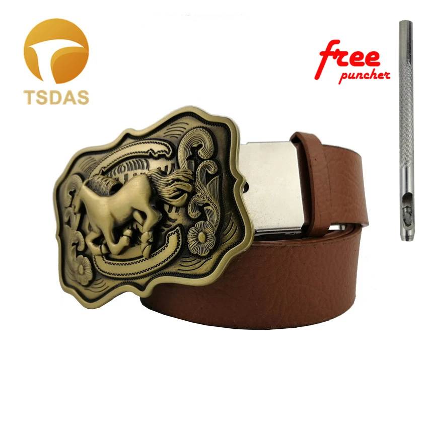 Solid Brass Horse Vintage Belt Buckle For 4.0cm Wide Cool Buckles Classic Men Women Jeans accessories|belt buckle|vintage brass belt bucklesbuckles