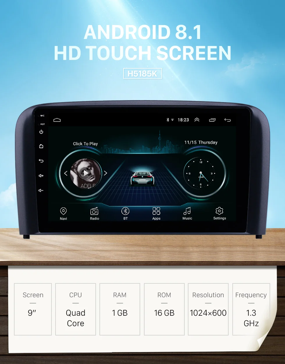 Harfey 2din 9 дюймов Автомагнитола стерео для Volvo S80 2004 2005 2006 gps Navi USB AUX Android 8,1 поддержка Carplay DVR OBD Цифровое ТВ
