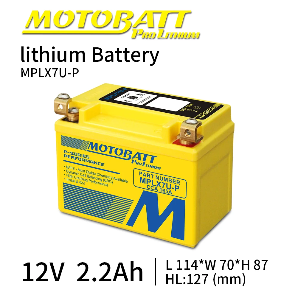 Аккумулятор Motobatt LifePo4 с литий ионным аккумулятором 12 В 2 Ач 165CCA универсальный без