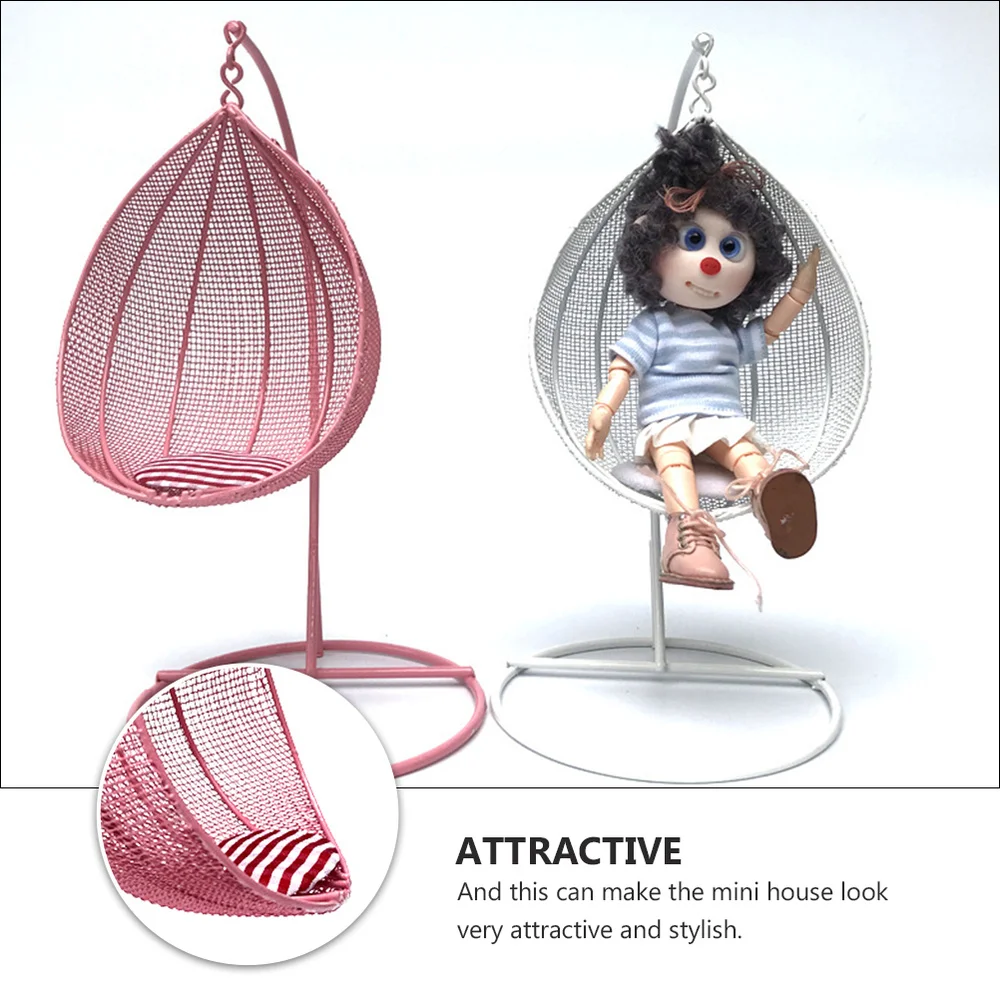 

1Pc Tear Drop Hanging Chair Swing Chair Mini House Accessories Random Color