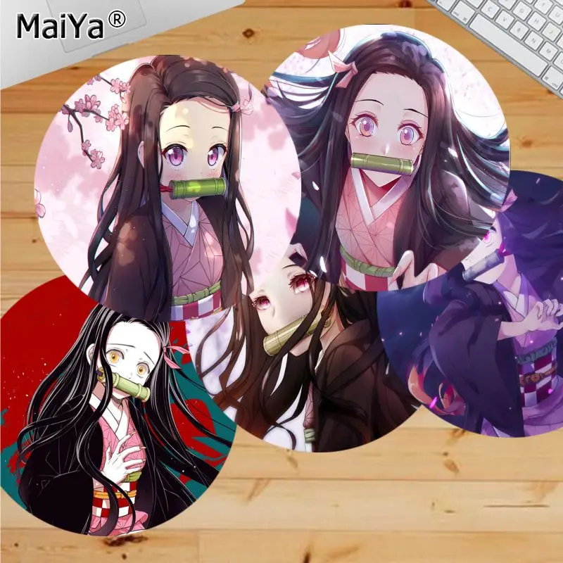 

Высококачественные аниме игровые коврики MaiYa Kamado Nezuko, Круглый игровой коврик для мыши, нескользящий коврик для ноутбука и ПК, коврик для мыш...