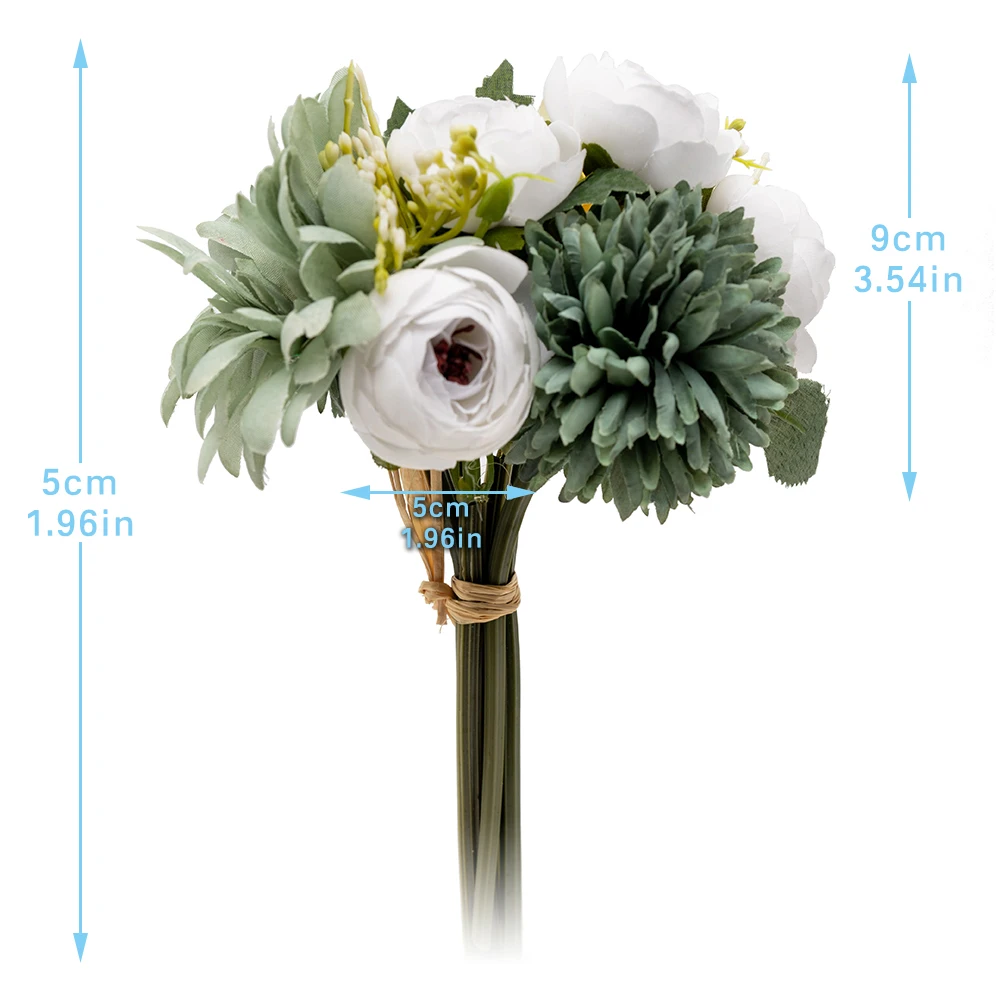 

6 Pcs Silk Roses Artificial Flowers Sunflowers Bouquet Hydrangea Bride for Wedding Home Decoration Hydrangea Daisy Fake Flowers