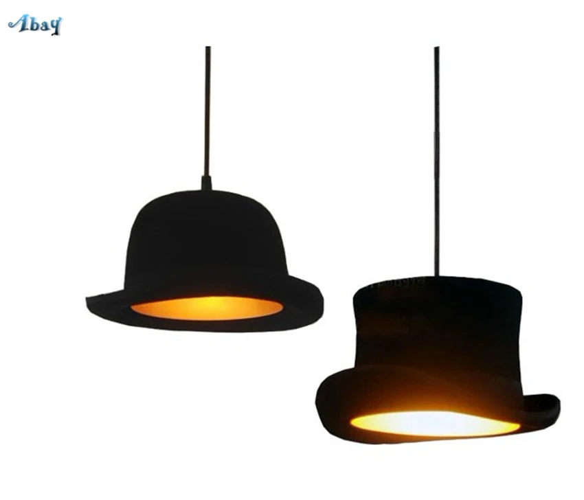 British Gentleman's Hat Fabric Shade Pendant Lights Restaurant Living Room Bar Kids Cafe Shop Lamps Retro Hanging Fixtures | Лампы и