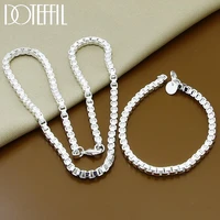 doteffil 925 sterling silver 6mm round box chain bracelet necklace sets for women wedding engagement party jewelry