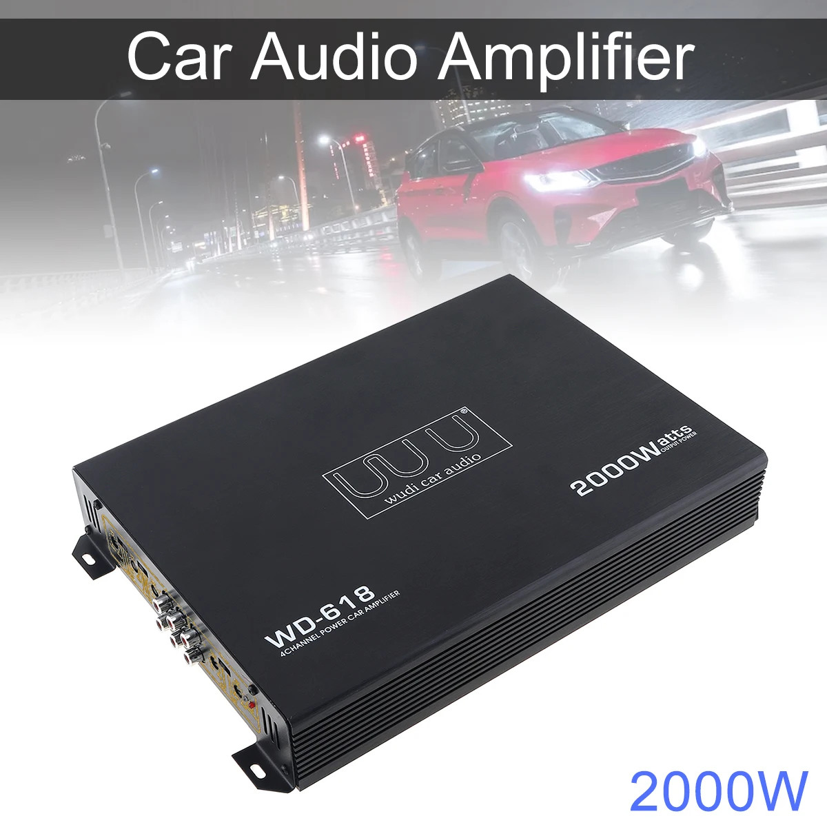 

2000W High Power Amplifier Audio for Car Class AB Digital 4 Channel Black Aluminum Alloy Sound Stereo Amplifier