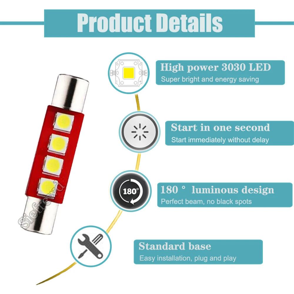 4 шт. авто светодиодный лампы 28 мм 31 3030 SMD белого цвета-красный желтый голубой лед