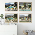 Гламурное искусство у бассейна, дом пустыни, принты, Картина на холсте, плакаты, квадратные картины на стену, картины для гостиной, домашний декор