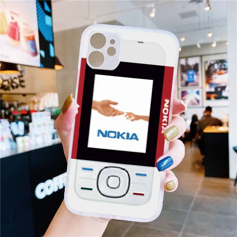 

Funny 3D Childhood Recall Smart Retro Nokia Phone Case White Transparent Matte For IPhone 7 8 11 12 S Mini Pro X XS Plus Cover