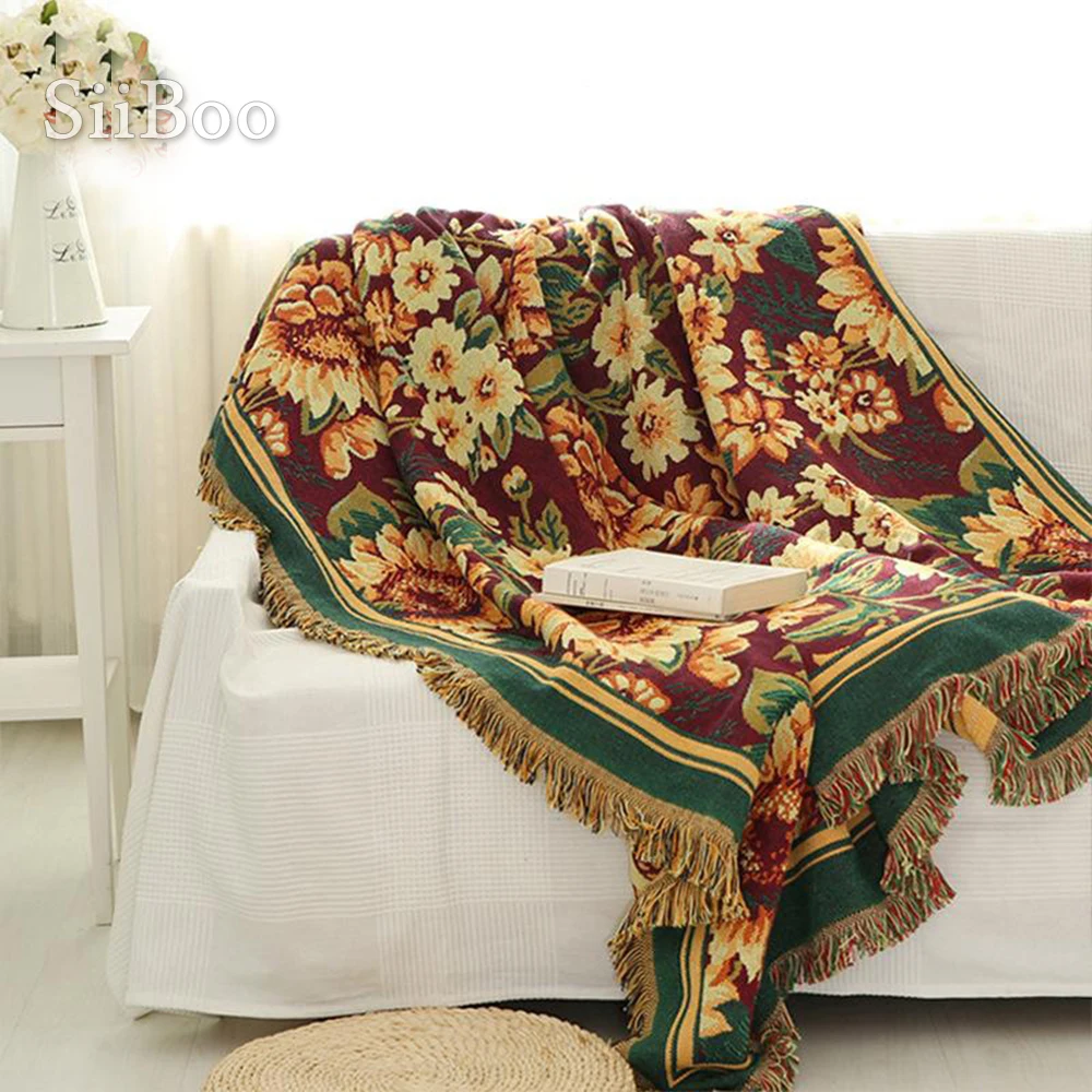 100%Cotton sofa towel Gerbera duplex print sofa/chair blanket slip-resistant vintage cover throws Free ship170*230CM SP2228 | Дом и сад
