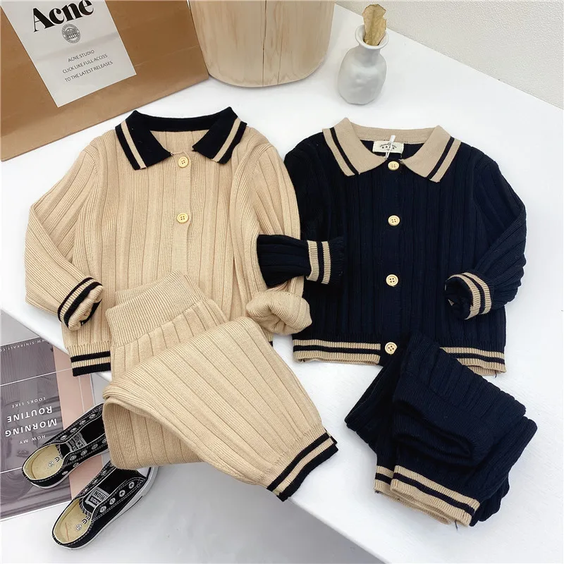Baby girls outfit winter autumn casual Sweater Knitted top + pants suit children trousers knitted suit girls set kids clothes