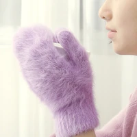 cute rabbit wool gloves female winter mittens factory outlet fur gloves fingerless gloves winter gloves women girls mittens 2021