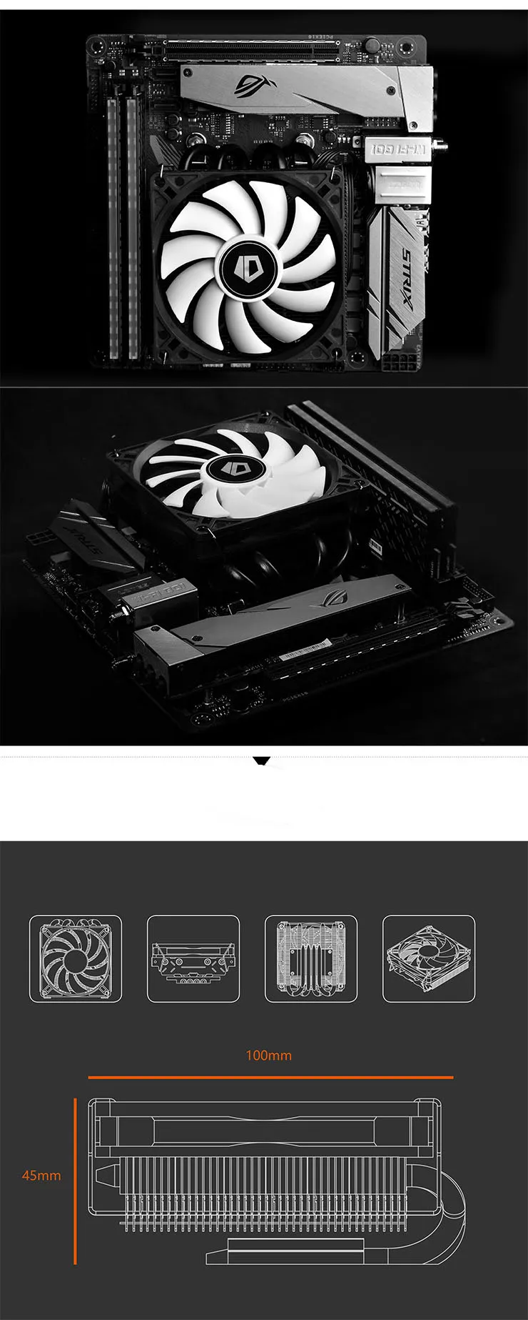 ID-Cooling IS40X V3 Pro Mute ультратонкий ITX давление AM4 тепловая труба вентилятор радиатора CPU