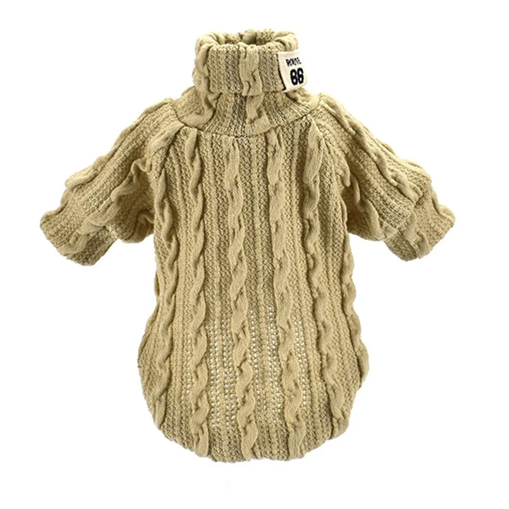 BEIGE Pet Dog Sweater Cat Turtleneck Sweater Winter Warm Knitted Dog Clothes Small Dogs Clothing Puppy Coat Pet Wearing Products - Цвет: BEIGE