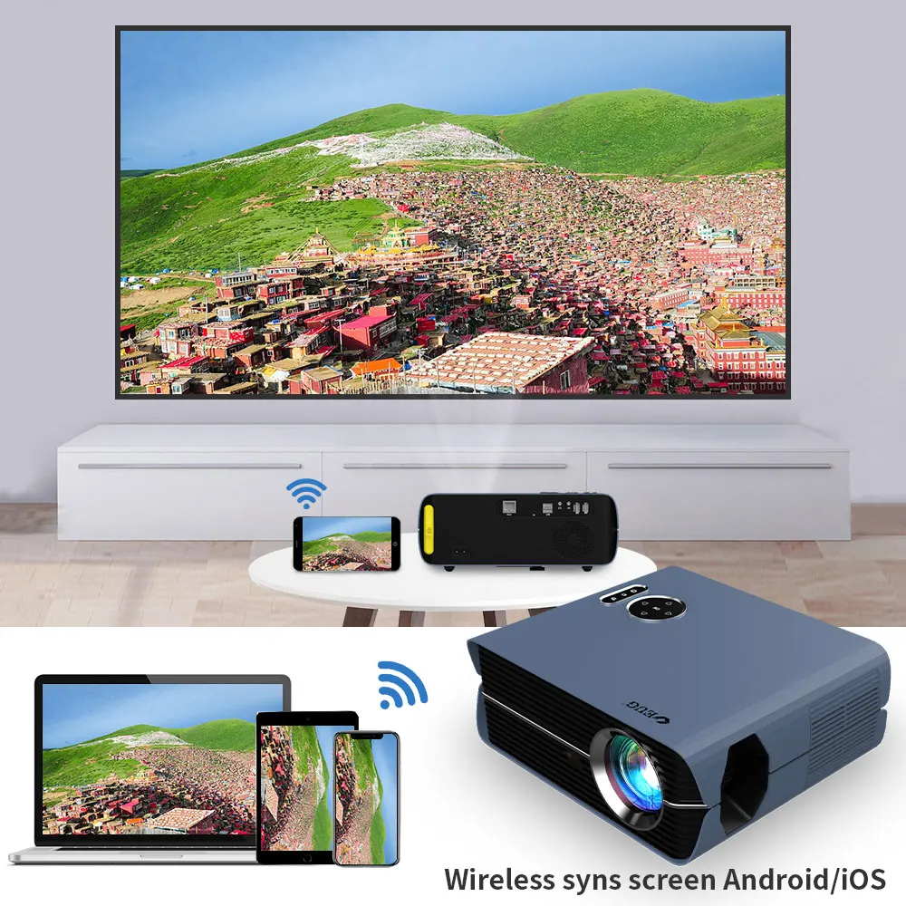Full Hd проектор 1080P видео домашний кинотеатр 6500 люмен Android 9 0 Беспроводная система