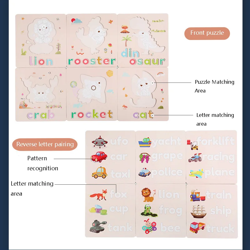 

Children's Educational Toys Letter Matching Spelling Puzzles Word Games Uppercase and Lowercase English Letter Recognition Wood