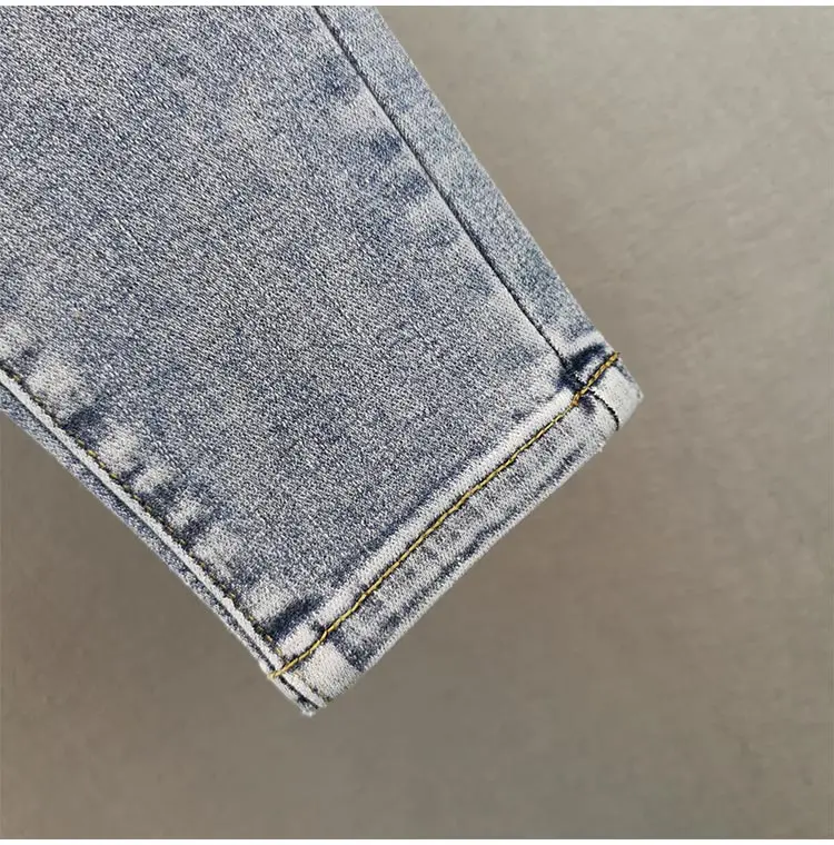 

Denim Long Pencil Pants Hot Drilling Skinny Jeans for Women 2021 Spring New Cotton Elastic High Waist Slimming Skinny Trousers