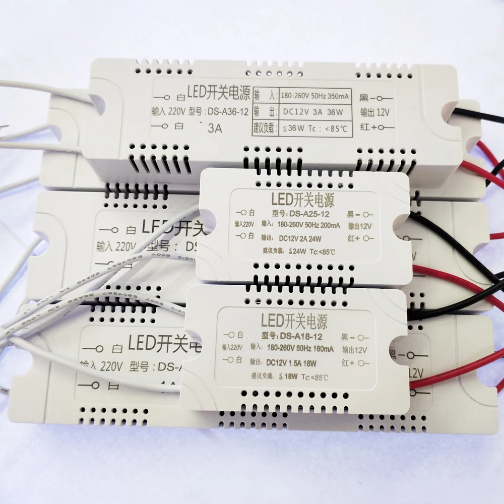 Светодиодный трансформаторы AC220V для DC12V 18 Вт 36 48 72 Высокое качество светодиодный