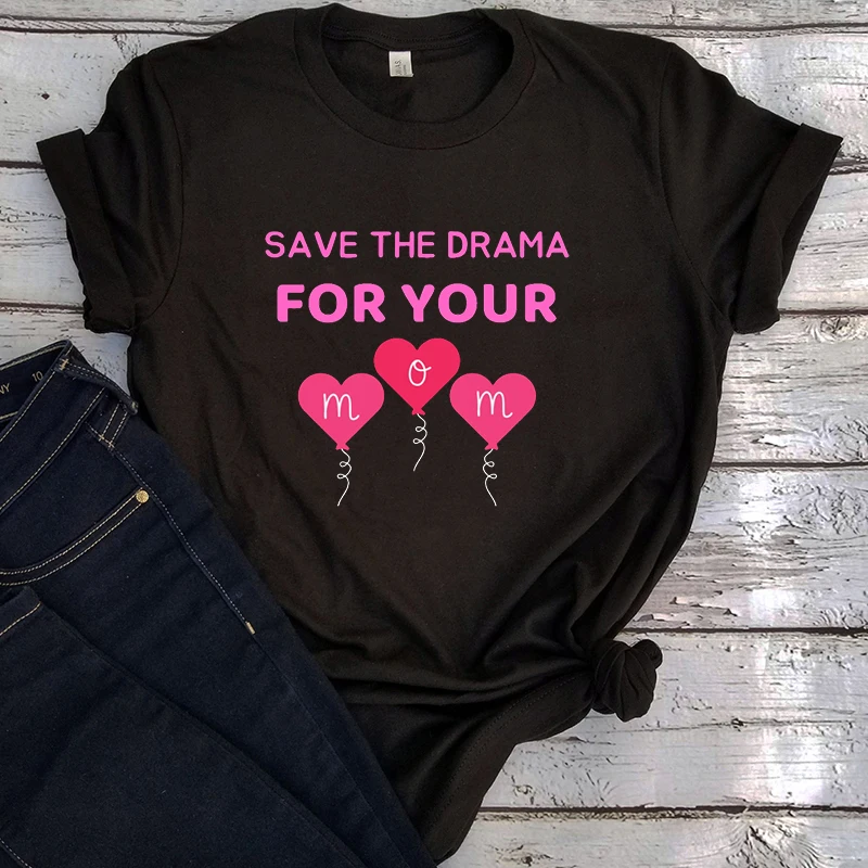 

Save The Drama for Your Mama T Shirt for Women Vintage Summer Woman Tshirts 2021 Letter Vintage Girl Graphic Tees Cool Red