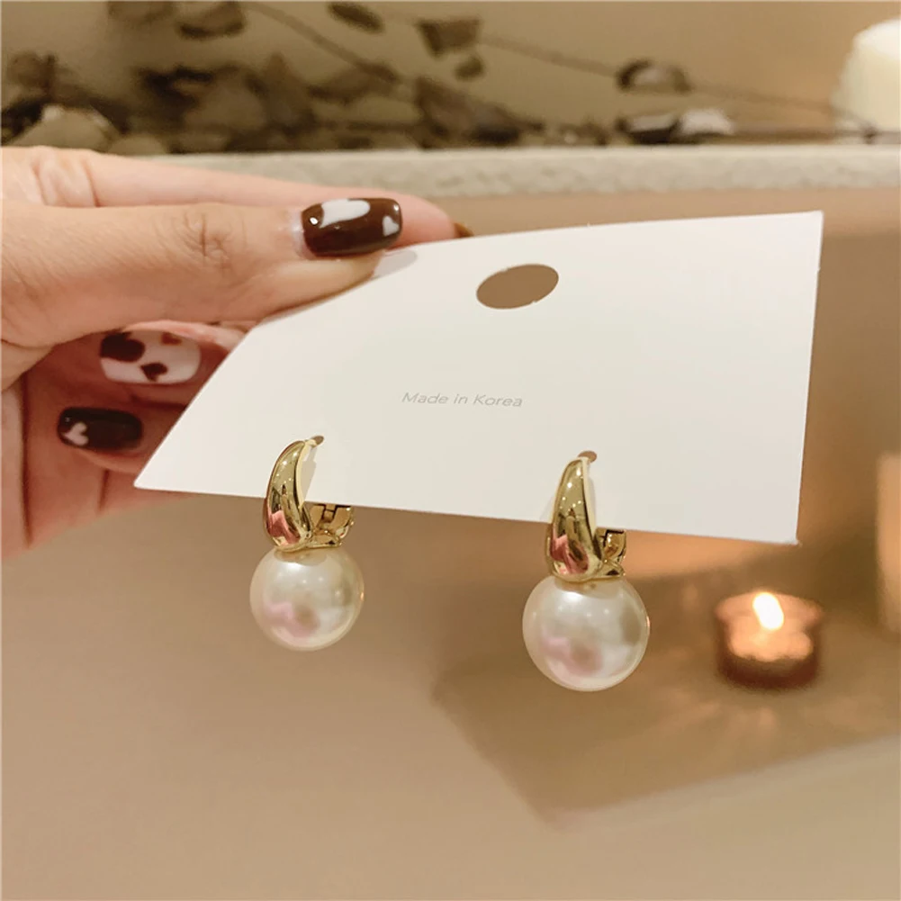 

Hot Sale Simple Celebrity Style Gold Pearl Drop Earrings For Woman 2021 Korean Fashion Jewelry Wedding Girl's Sweet Accessories