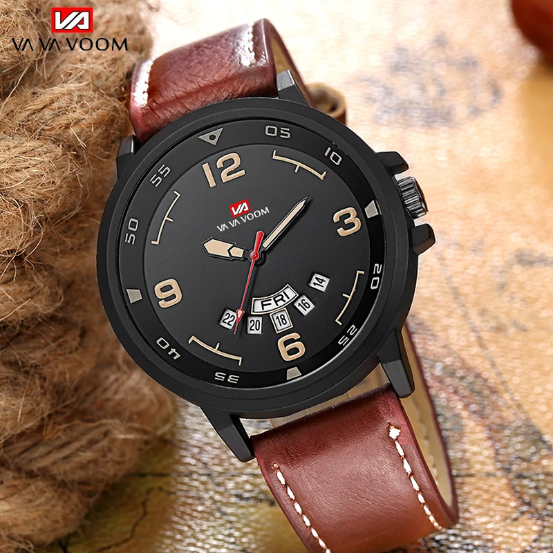 

Reloj de hombre VAVA VOOM Top Brand Waterproof Sport Wrist Watch Quartz Military Genuine Leather Mens Watches Relogio Masculino